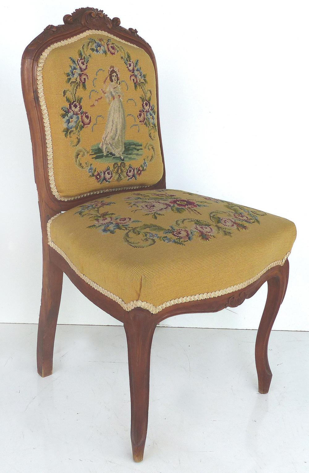 Vintage Chic Needlepoint Upholstered Side Chairs Modernism